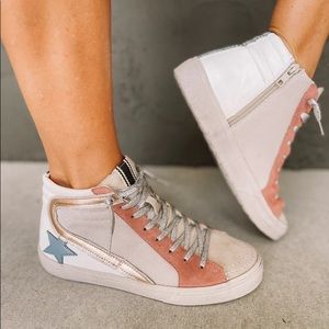 Distressed High Top Star Sneakers